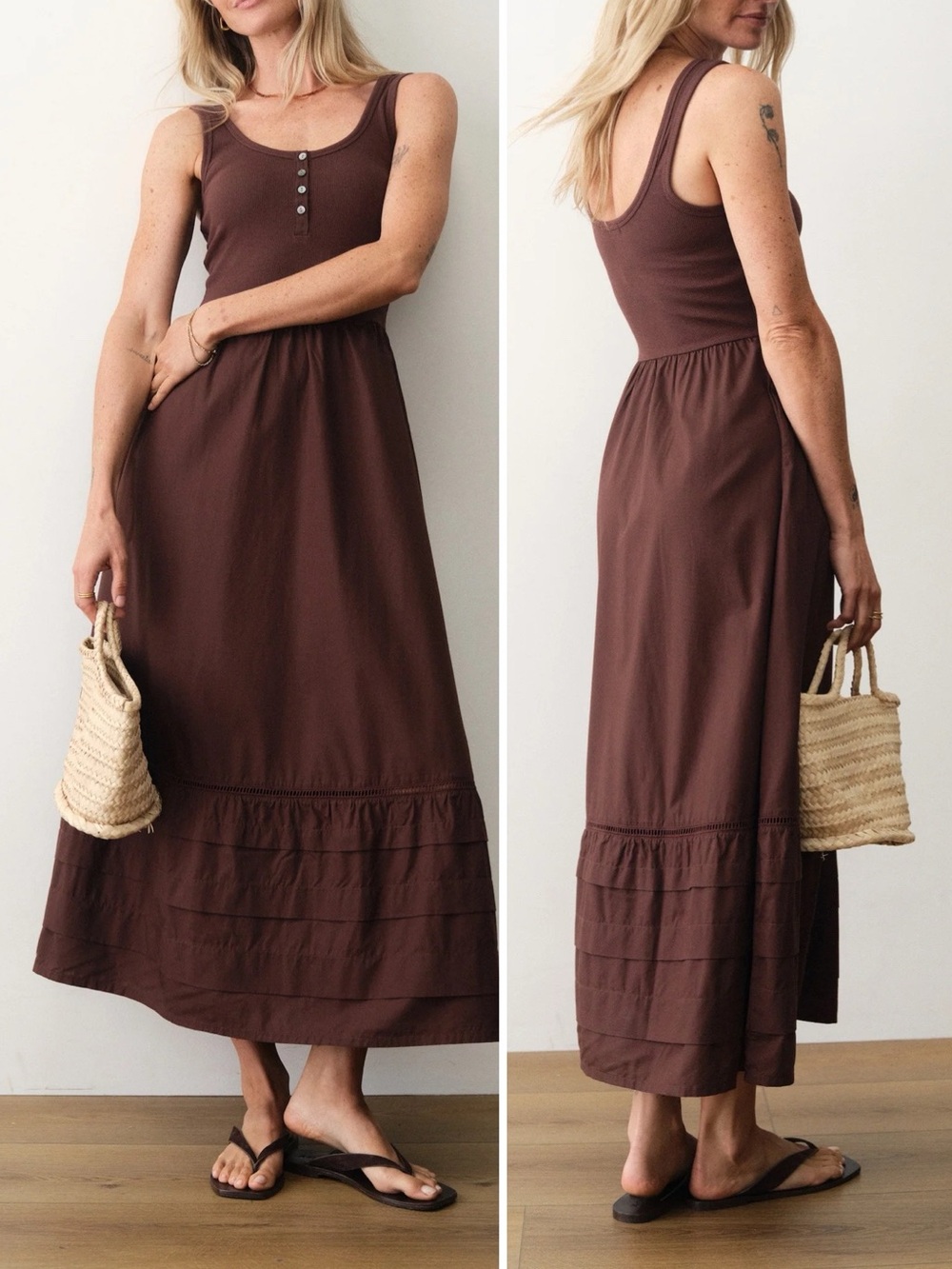 Marine Layer Lexi Rib Split Dress - Extra Small / Chocolate XS NEW WITH TAGS NWT